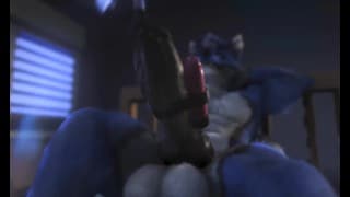 Furry wolf squirting lots of cum with vibrator (4K 60fps H0rs3)