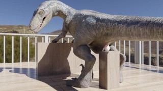 Raptor Blue laying an egg and playing with it (animation loop)