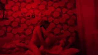 Red neon hard dirty anal fuck teen girl tied by a belt. 60FPS. 1080.