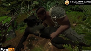 Hunter Fucks Black Panther In The Jungle 4K 60 FPS Animation