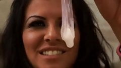 Taryn drink cum from a condom